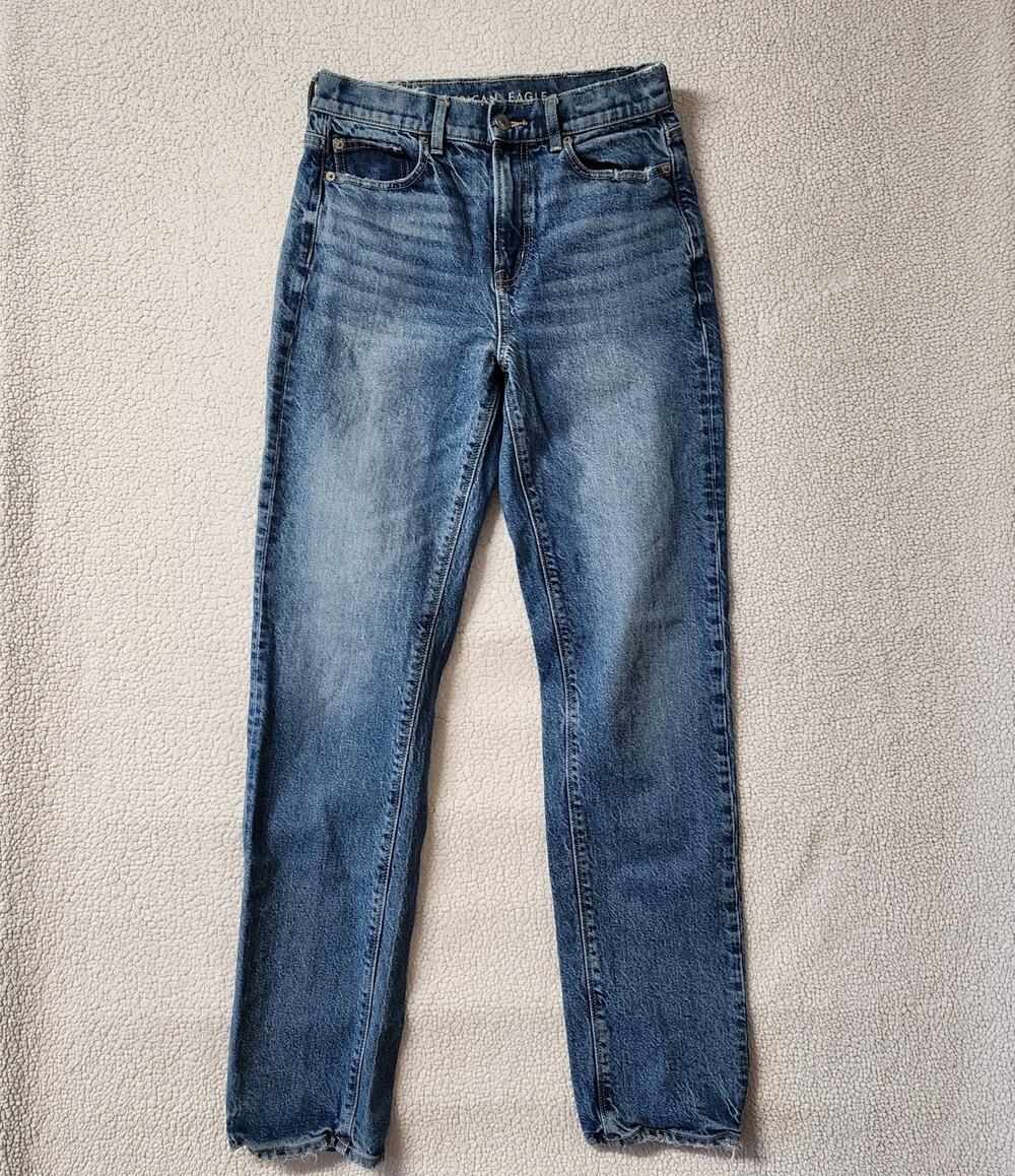 American Eagle Womens Super High Rise Ankle Straight Jeans Size 4 Long Denim